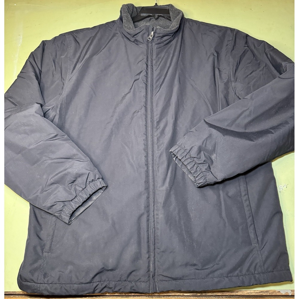 LANDS' END Dark Blue Polartec Ful Zip Puffer Coat Men's Size XLT (46-48) Korea